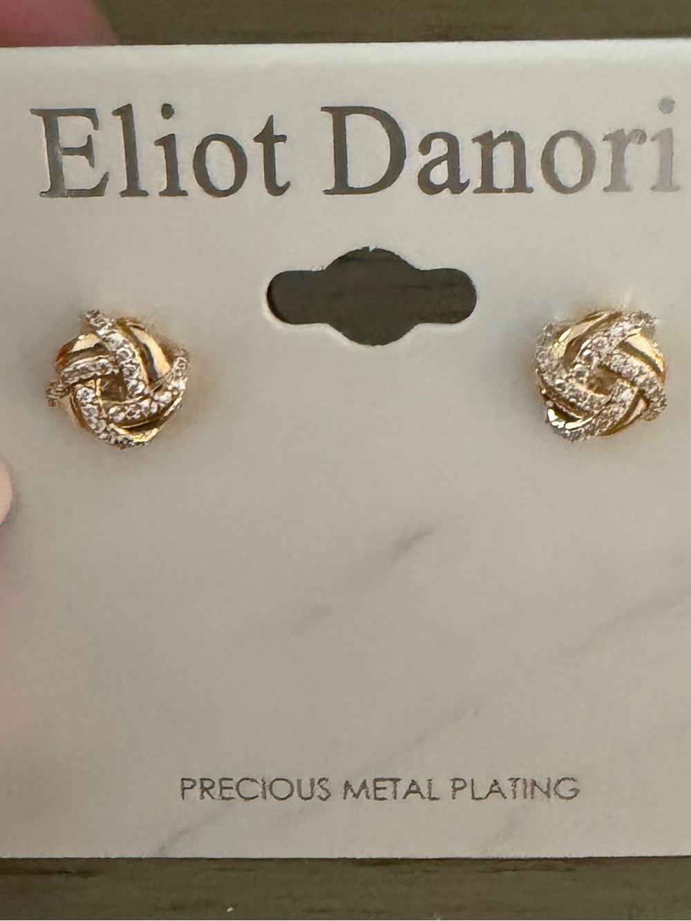 Eliot Danori Twisted Gold and Clear Crystal Knot Studs